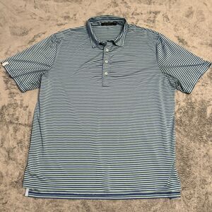 RLX Ralph Lauren Striped Short Sleeve Golf Polo Green/Blue Sz XL‎